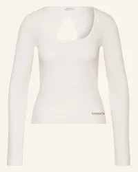 Patrizia Pepe Longsleeve mit Schmucksteinen und Cut-out Weiss