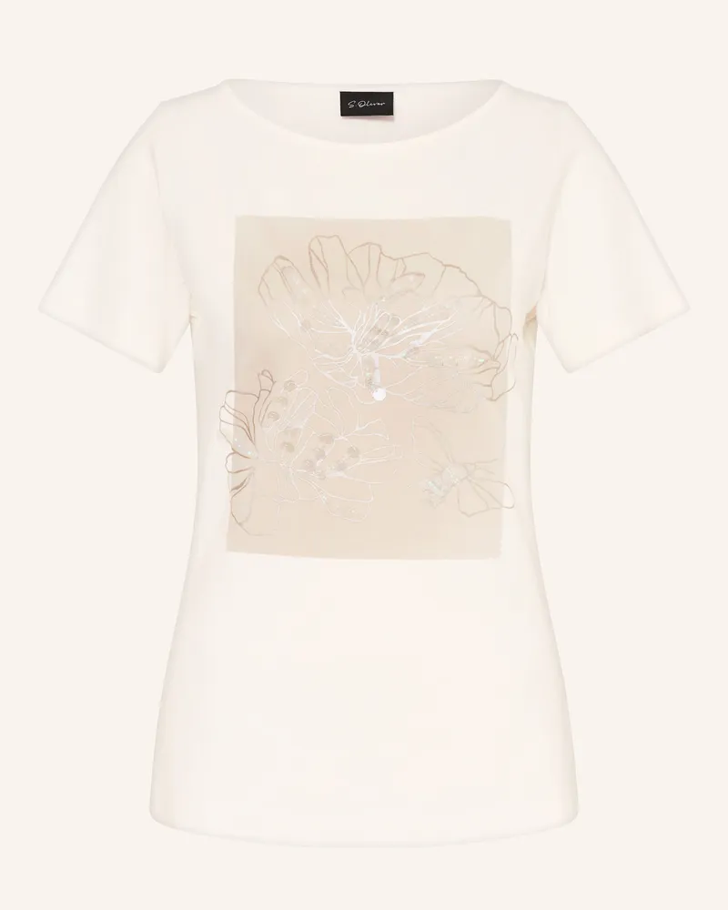 S.Oliver T-Shirt mit Pailletten Creme