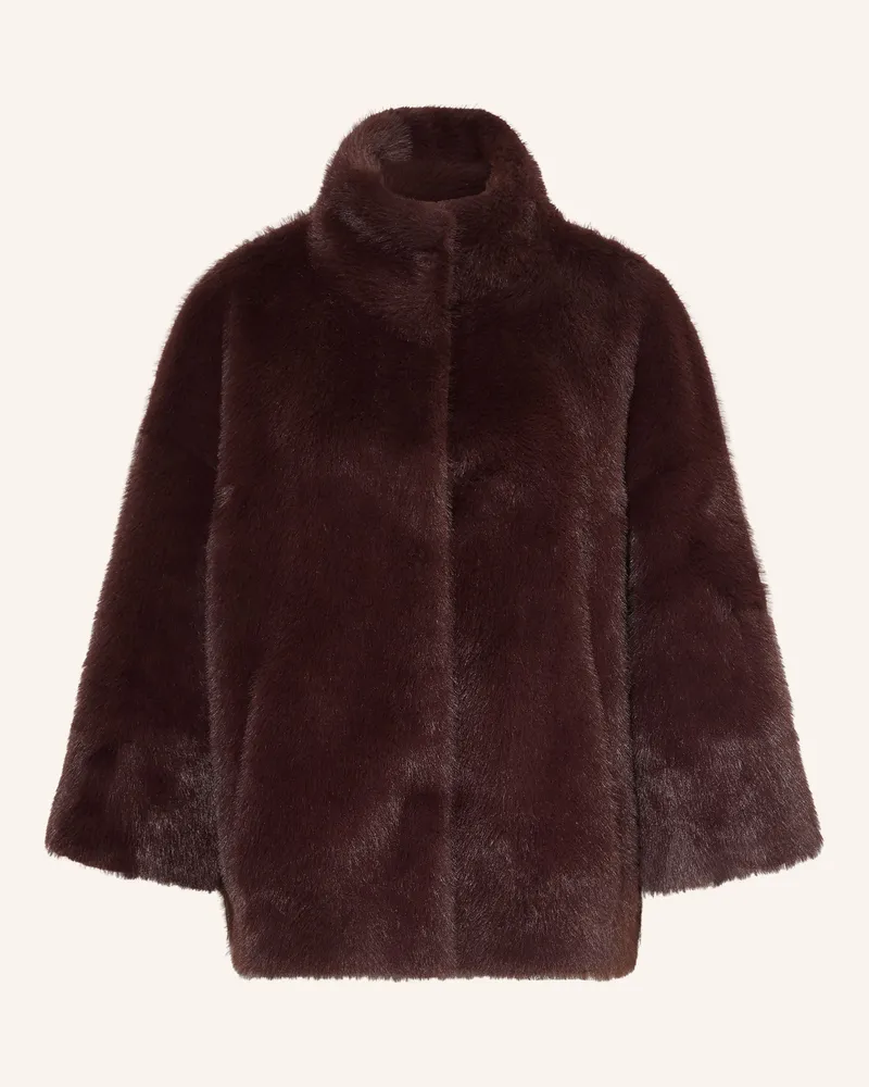 Juvia Kunstpelz-Jacke Fedora rot Dunkelbraun