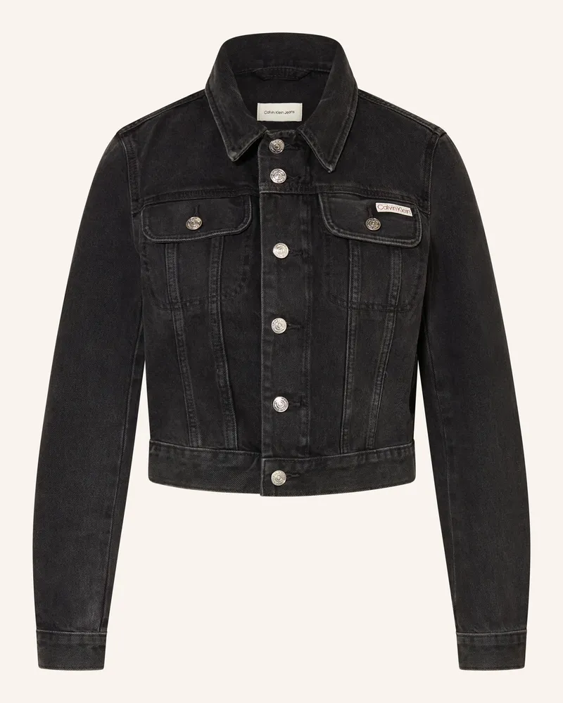 Calvin Klein Cropped-Jeansjacke Essenti schwarz Schwarz