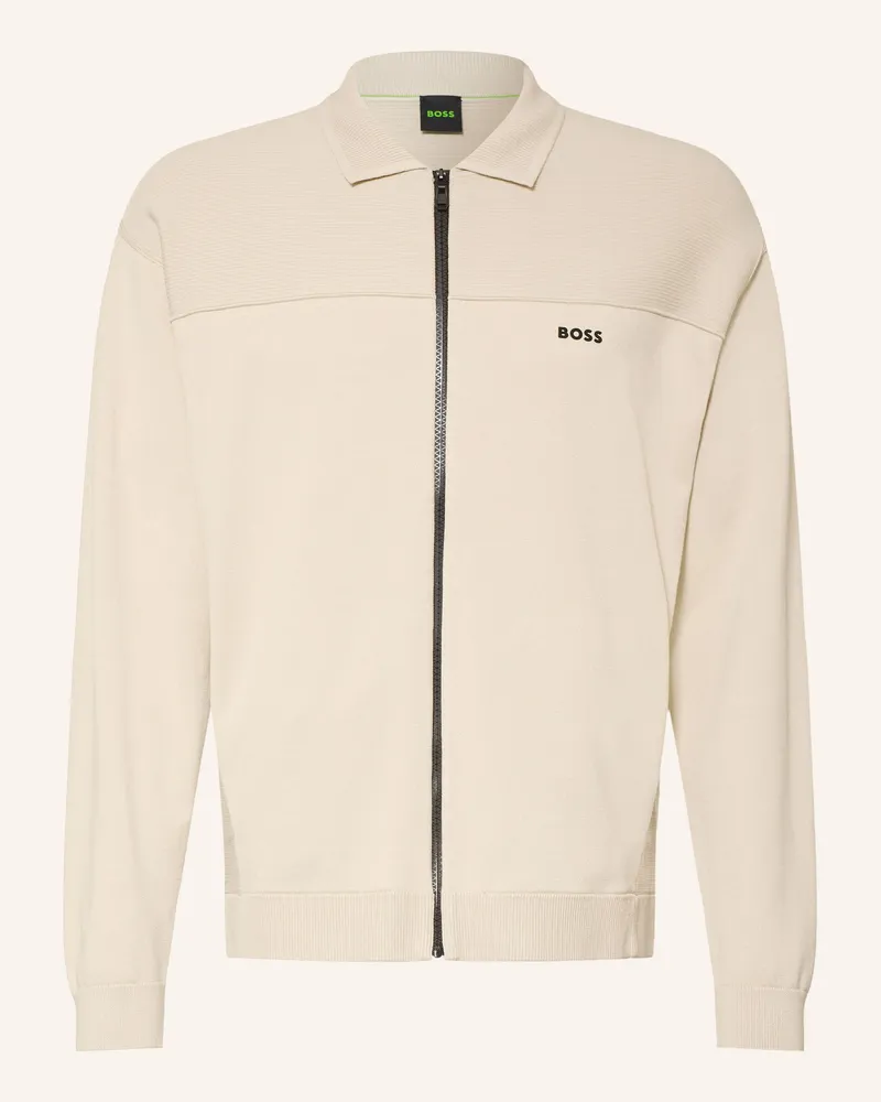 HUGO BOSS Strickjacke Network beige Creme