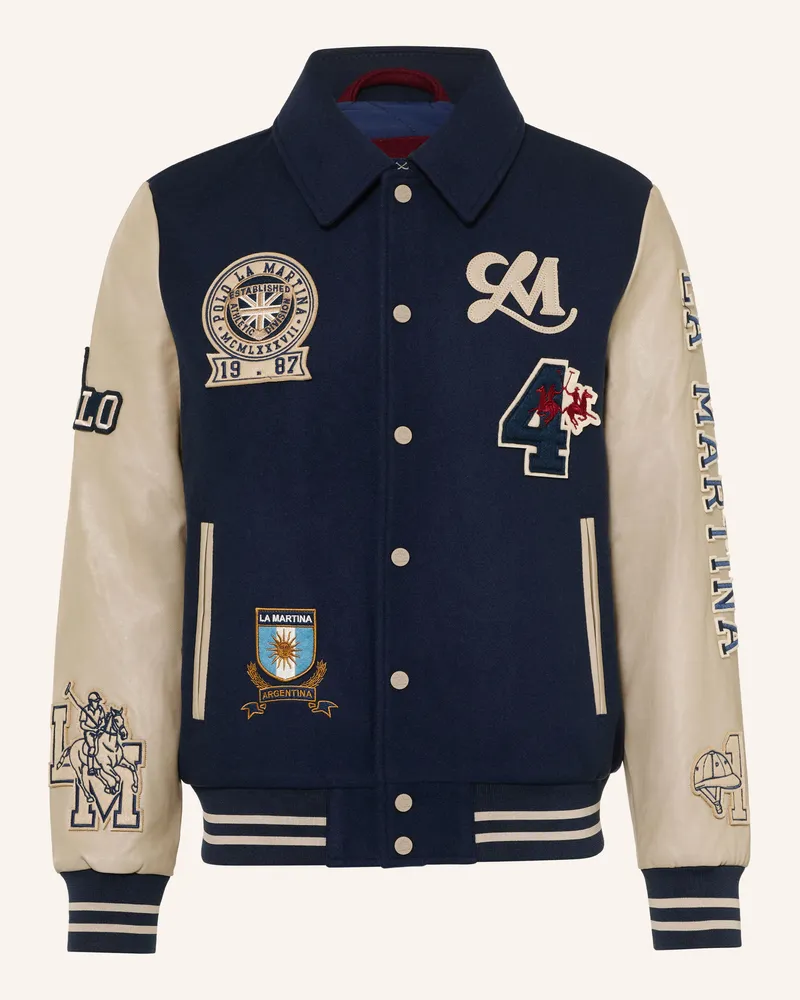 La Martina College-Jacke Im Materialmix blau Dunkelblau