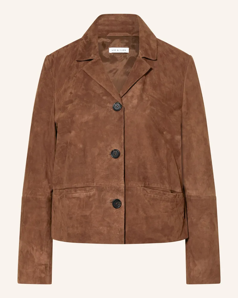 Mrs & HUGS Lederjacke Braun