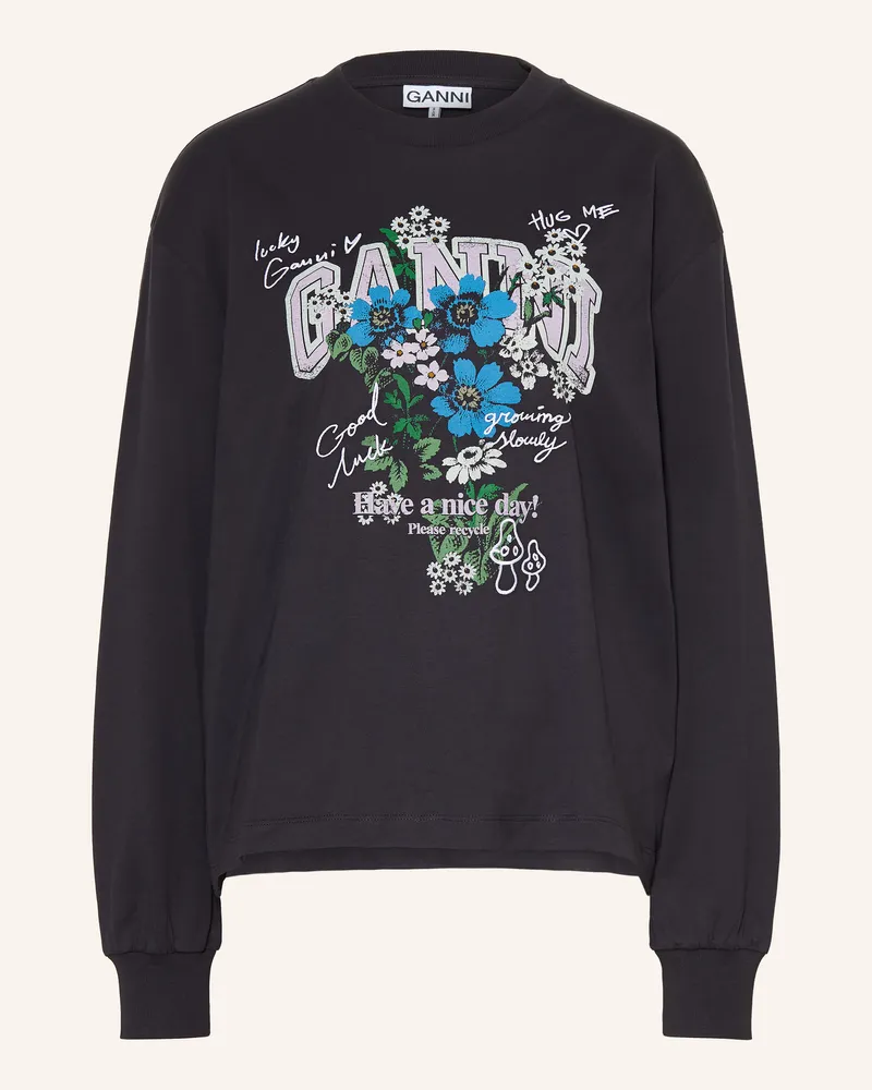 Ganni Longsleeve schwarz Schwarz