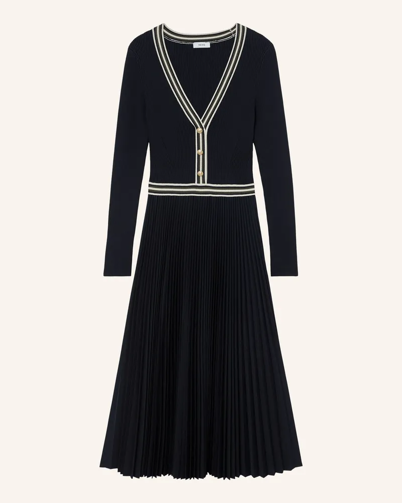 Reiss Strickkleid Gaia Im Materialmix Mit Plissees blau Dunkelblau