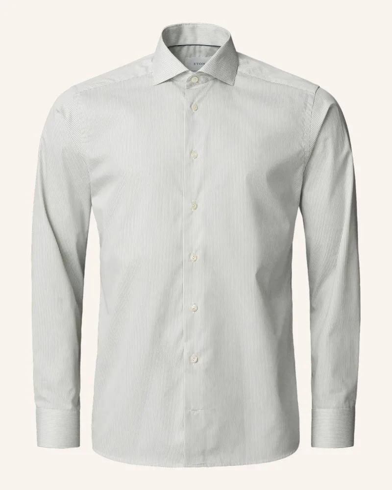 Eton Gestreiftes Fine Twill-Hemd Slim Fit Hellgrün