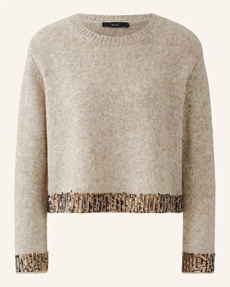 Oui  Pullover Mit Pailletten beige Beige