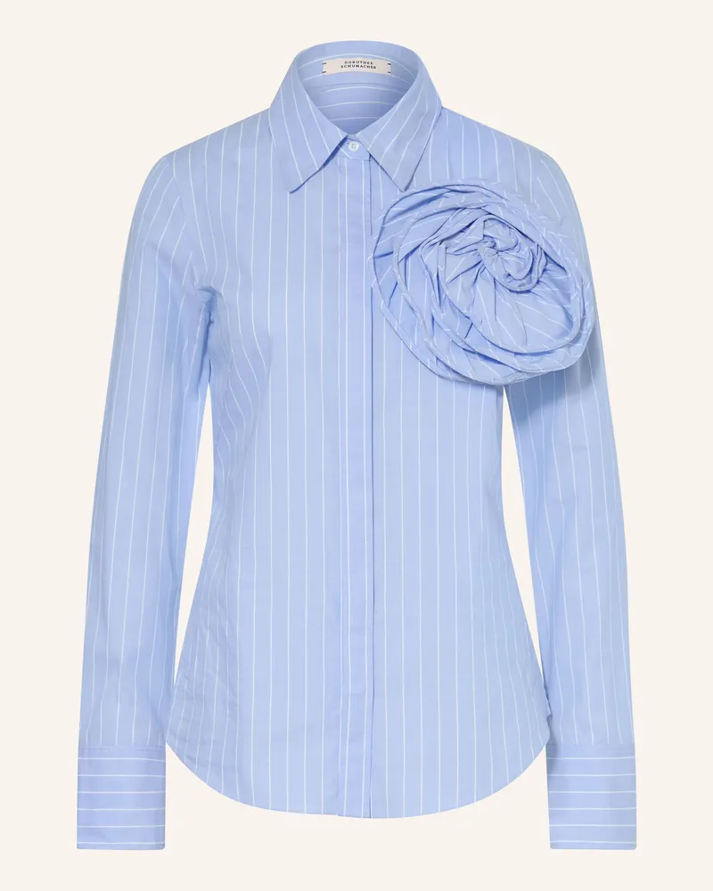 Dorothee Schumacher Hemdbluse Striped Power Mit Abnehmbarer Applikation blau Hellblau