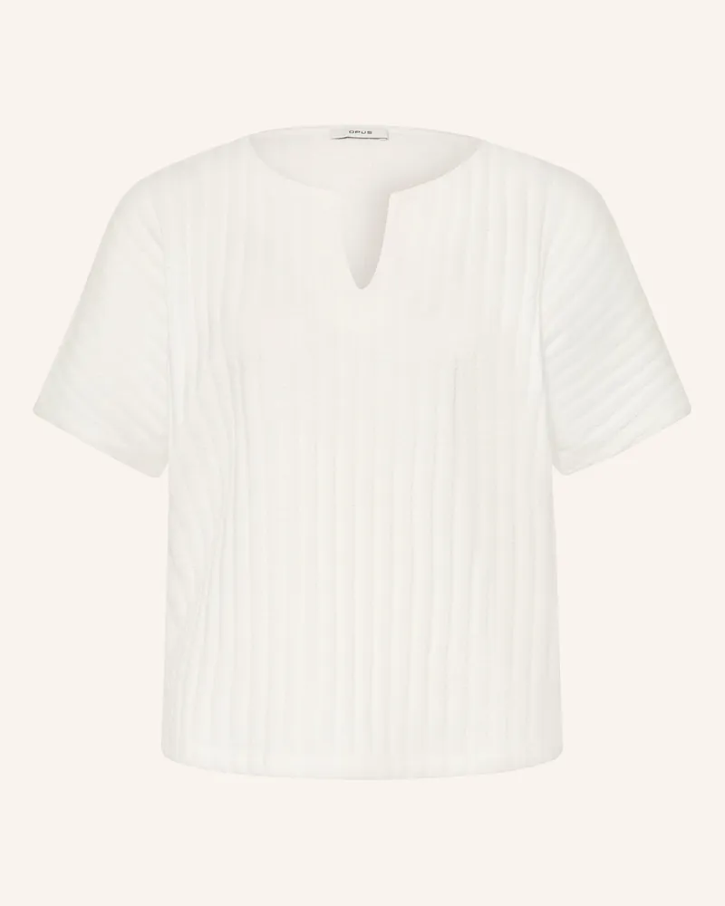 OPUS Bouclé-Strickshirt Sombri weiss Weiss