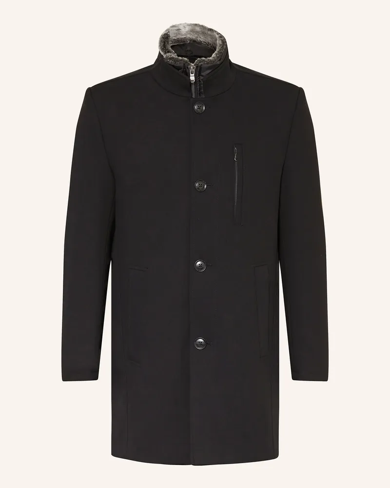 Strokesman's Mantel Mit Kunstfell Und Herausnehmbarer Blende schwarz Schwarz