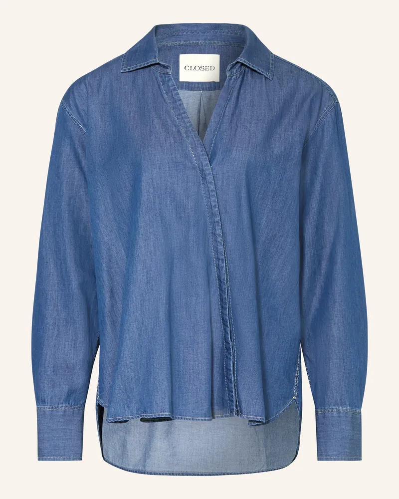 Closed Bluse in Jeansoptik Blau