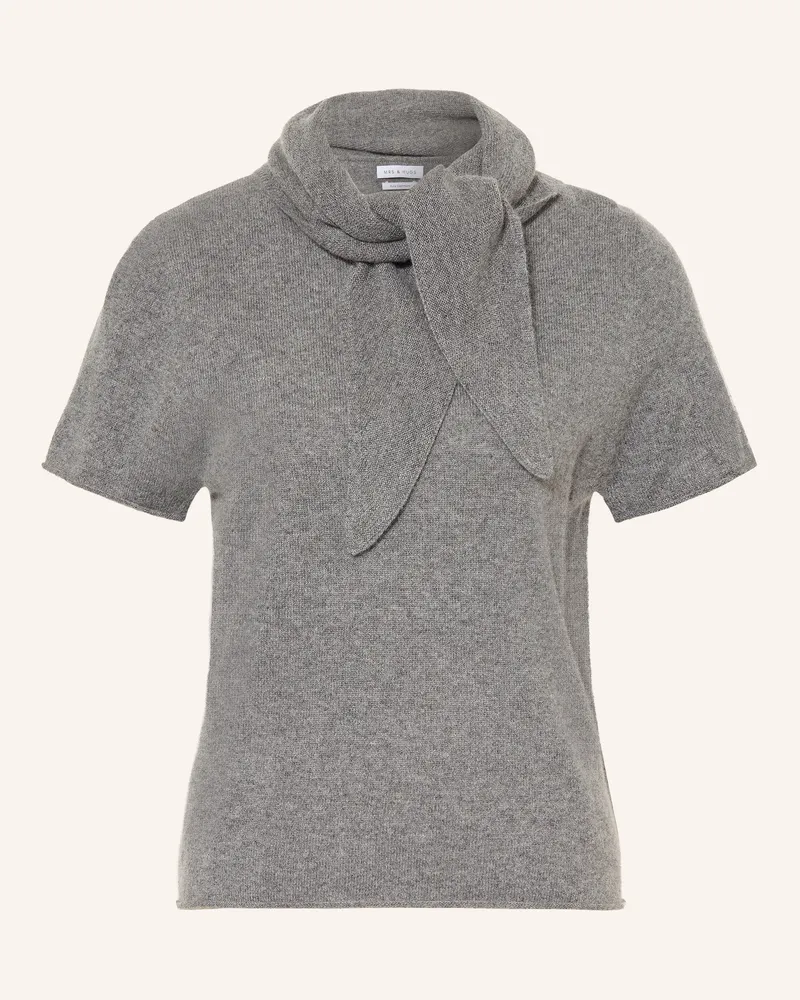 Mrs & HUGS Strickshirt Aus Cashmere Mit Abnehmbarem Schal grau Grau
