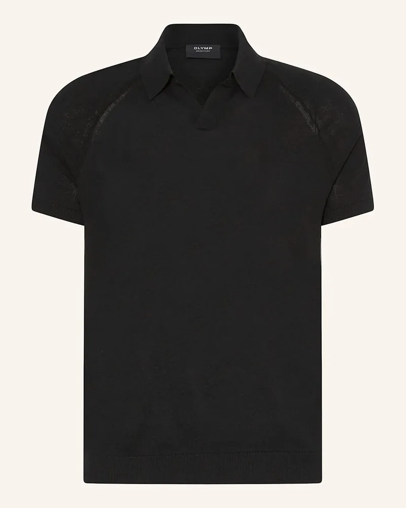 Olymp Strick-Poloshirt Schwarz