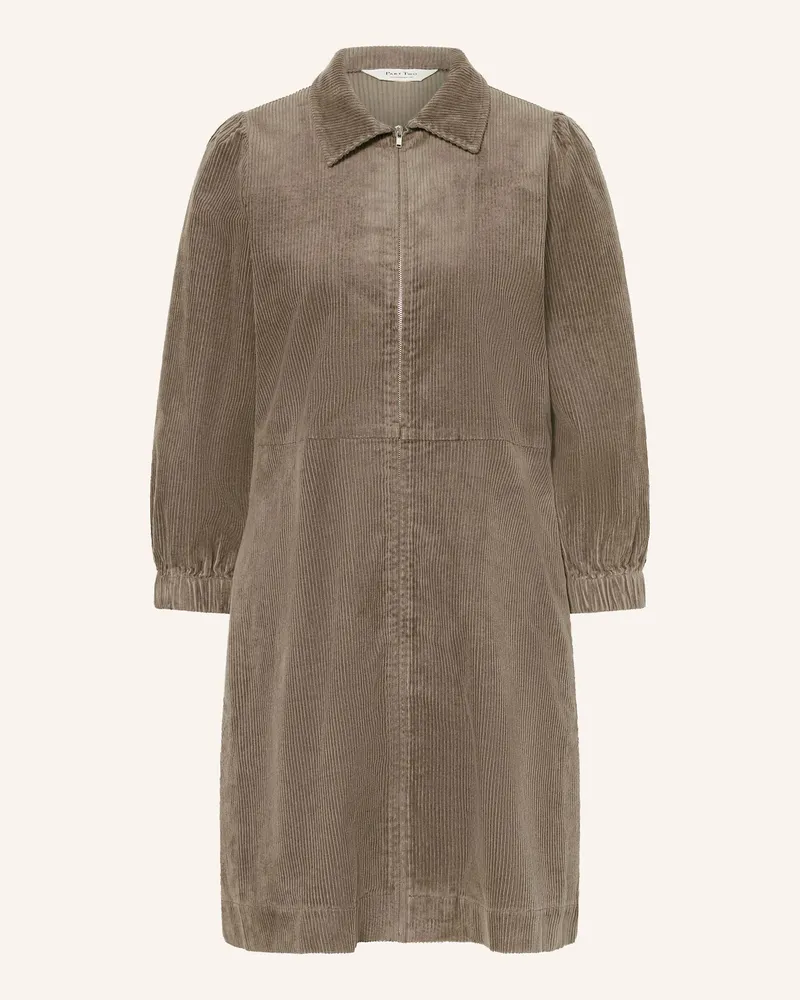 Part Two Hemdblusenkleid Eyvorpw Aus Cord beige Grau