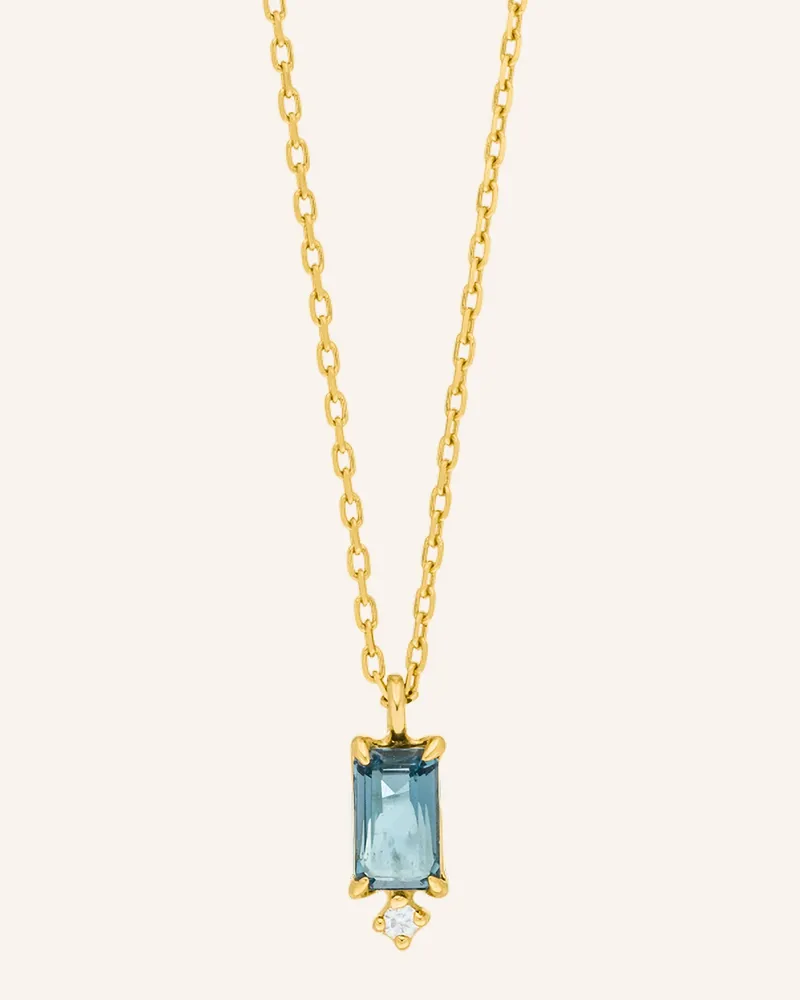 Leaf Halskette LONDON BLUE TOPAZ aus 14 Karat Gelbgold Gold