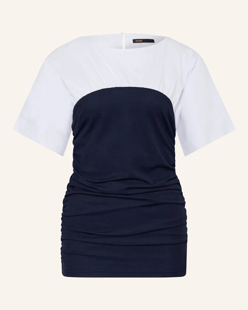 Maje T-Shirt Im Materialmix blau Dunkelblau