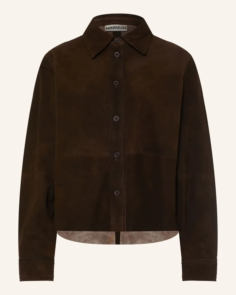 Minimum Leder-Overshirt Lucia braun Dunkelbraun