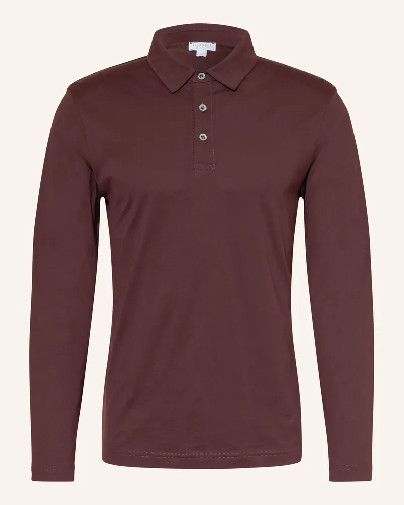 Sunspel Jersey-Poloshirt Classic rot Dunkelbraun