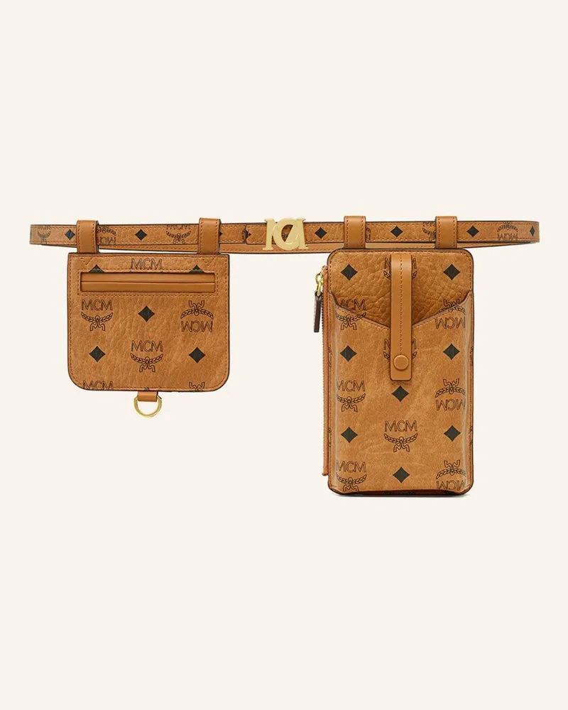 MCM Pouch-Gürtel braun Cognac