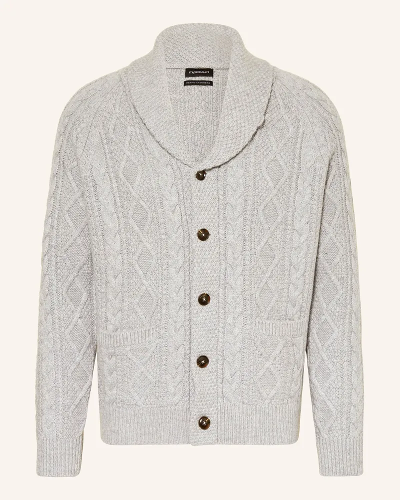 Strokesman's STROKESMAN Strickjacke aus Merinowolle Hellgrau