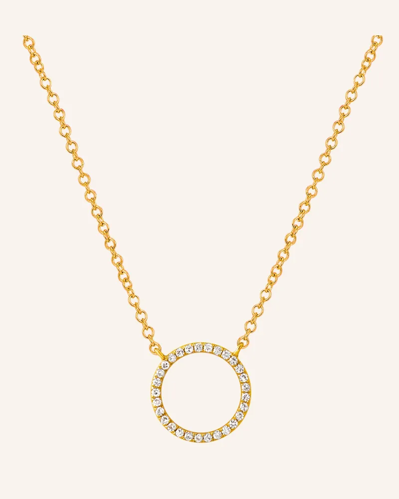 Leaf Halskette Circle Aus 18 Karat Gelbgold Mit Diamanten gold Gold