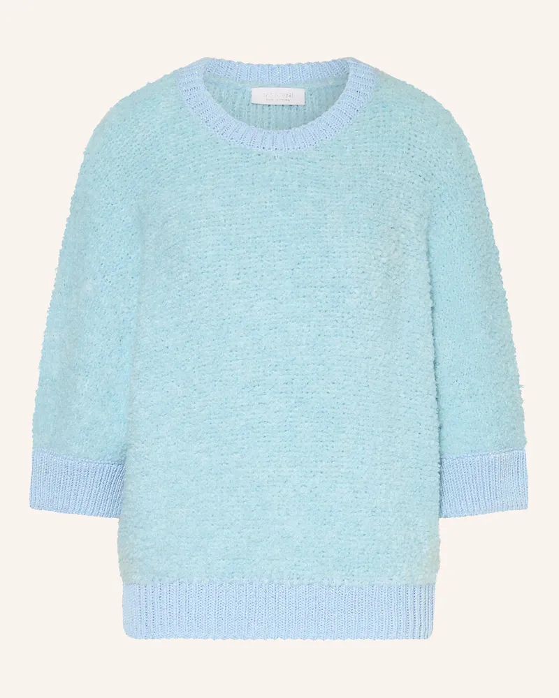 Rich&Royal Bouclé-Pullover mit 3/4-Arm und Glitzergarn Hellblau
