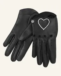 Philipp Plein Handschuhe mit Steinenbesatz HEART Schwarz