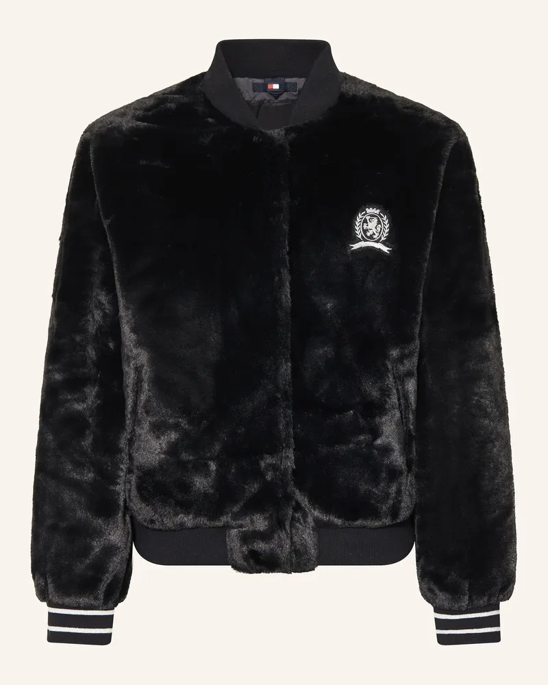 Tommy Hilfiger College-Jacke aus Kunstfell Schwarz