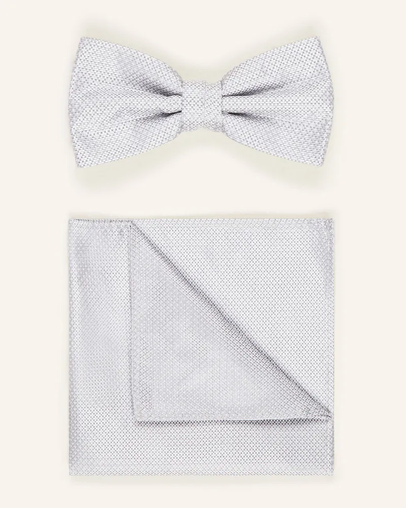 paul Set: Fliege Und Einstecktuch grau Hellgrau