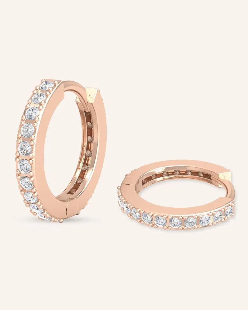 VEYNOU Creolen HUGGIES aus 14 Karat Roségold mit Diamanten Roségold