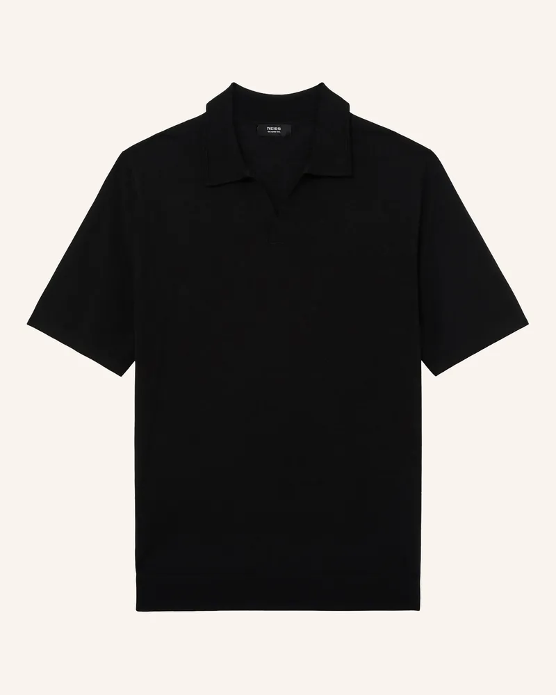 Reiss Strick-Poloshirt DUCHIE aus Merinowolle Schwarz