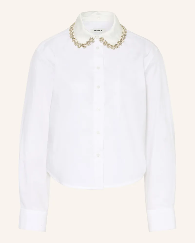 Sandro Bluse Mit Abnehmbarem Kragen Und Schmucksteinen weiss Weiss