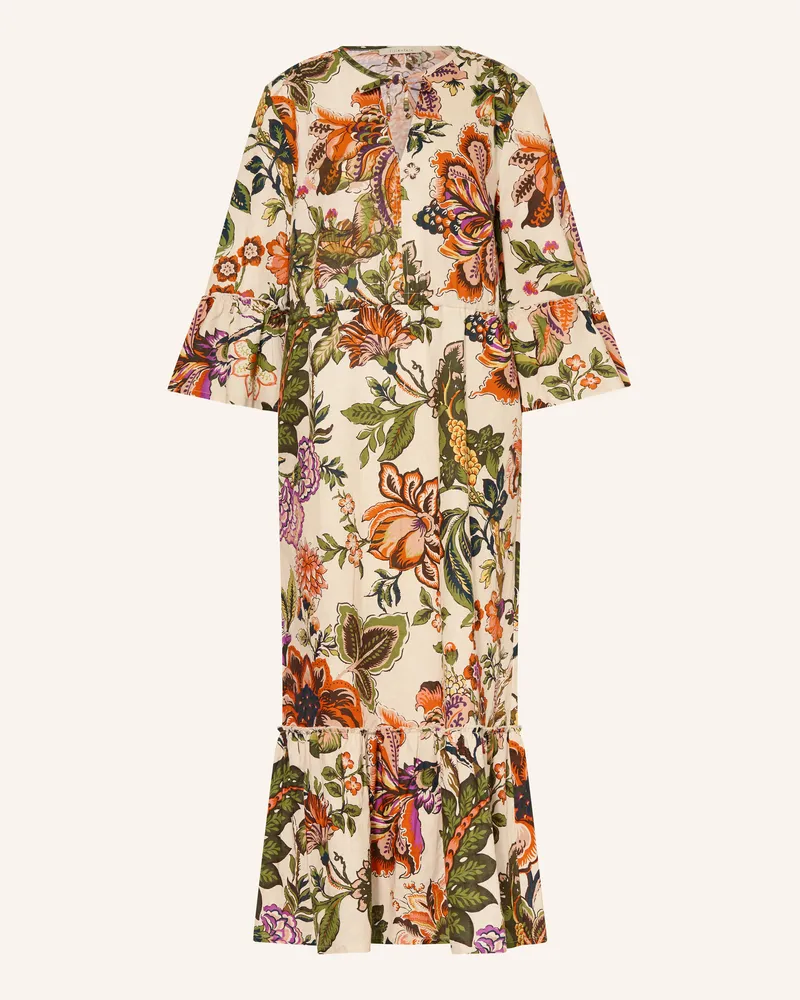 lilienfels Kleid Mit Leinen Und Rüschen weiss Rot