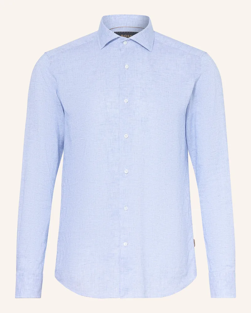 HUGO BOSS Hemd HAYS Slim Fit aus Leinen Hellblau