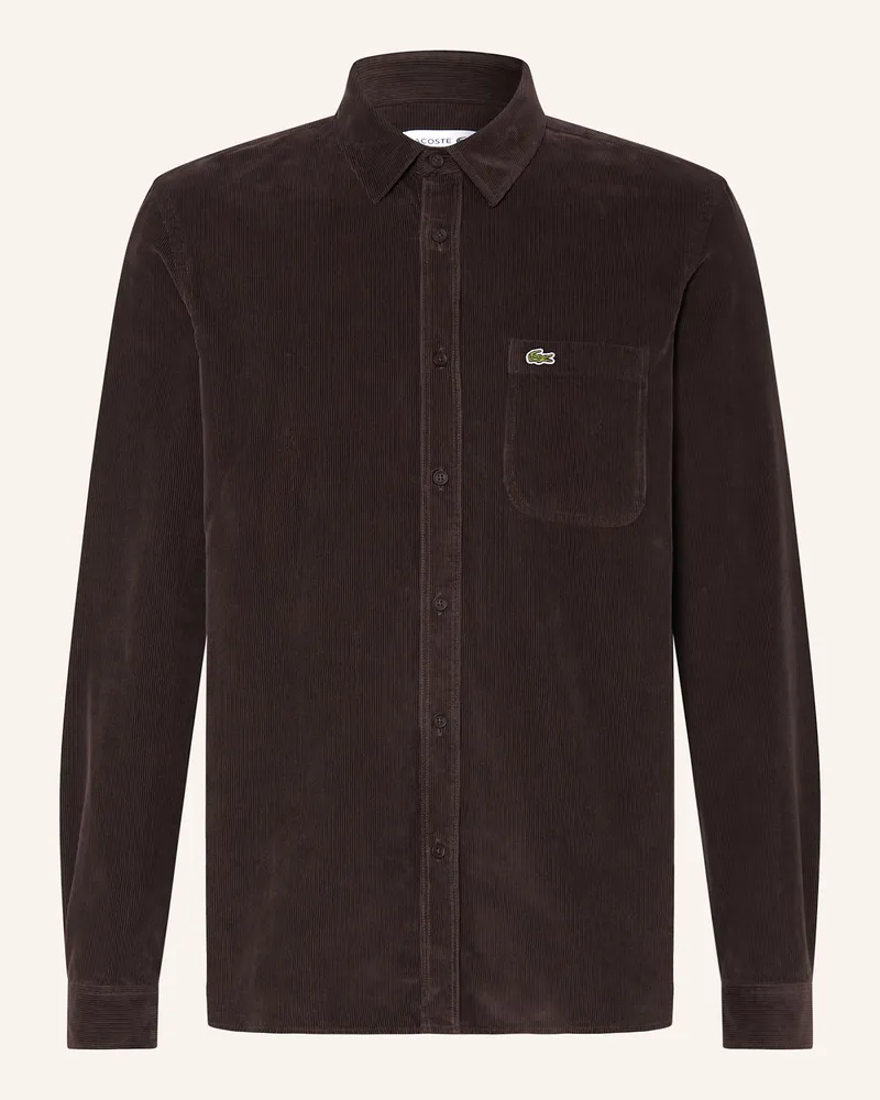 Lacoste Cordhemd Comfort Fit Dunkelbraun