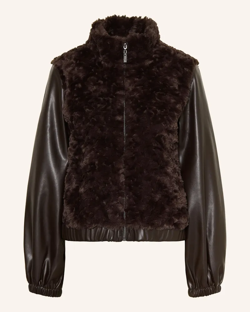 monari Blouson Im Materialmix Mit Kunstfell braun Dunkelbraun