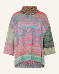 FTC Cashmere Rollkragenpullover aus Cashmere mit 3/4-Arm Rosa