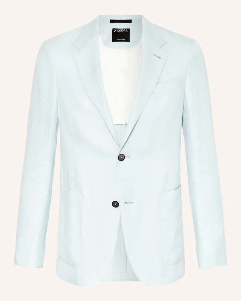 Ermenegildo Zegna Sakko Extra Slim Fit mit Leinen Hellblau