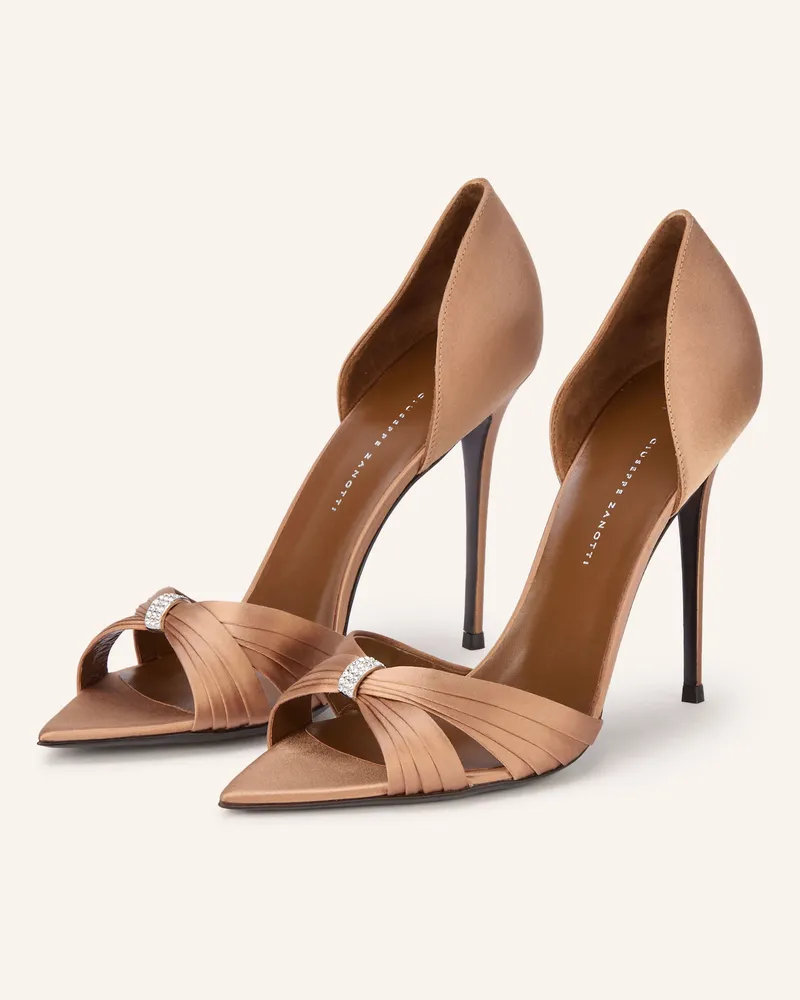 Giuseppe Zanotti Sandaletten Lumière Mit Schmucksteinen braun Cognac