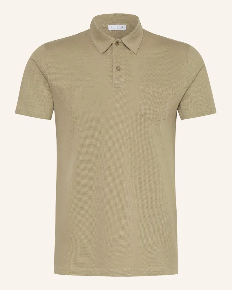 Sunspel Strick-Poloshirt Riviera gruen Oliv