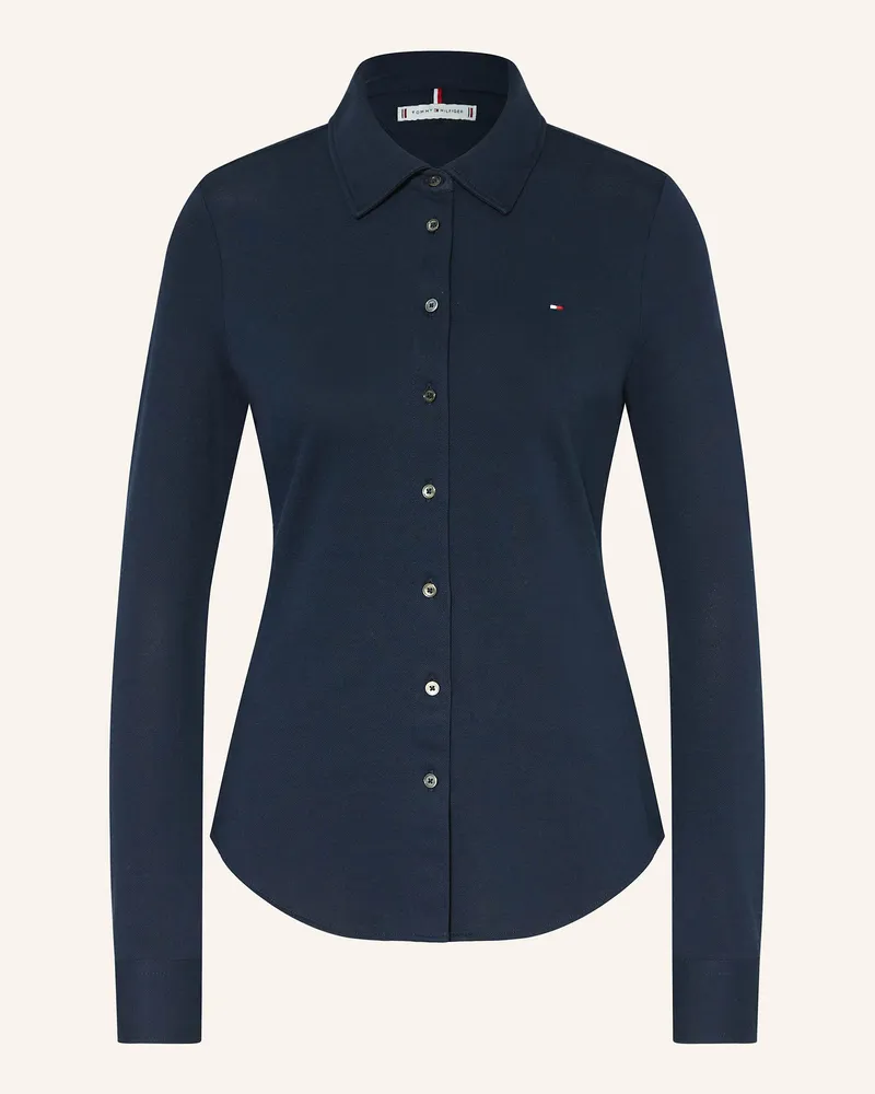 Tommy Hilfiger Hemdbluse Aus Piqué blau Dunkelblau