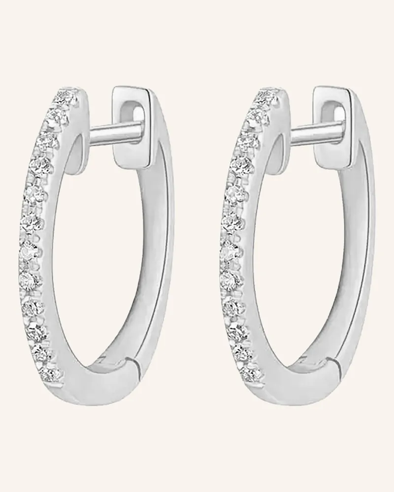 Leaf Creolen CIRCLE XS aus 18 Karat Weißgold mit Diamanten Weissgold