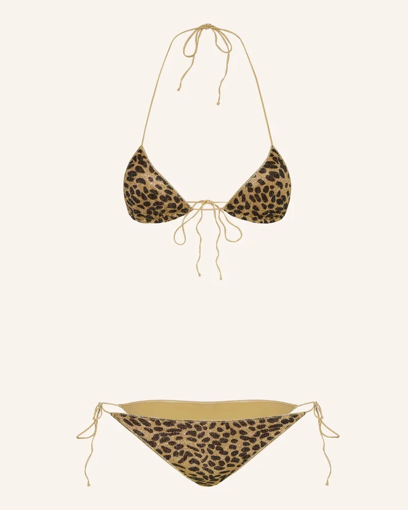 Oséree Triangel-Bikini ANIMALIER LUMIERE mit Glitzergarn Braun