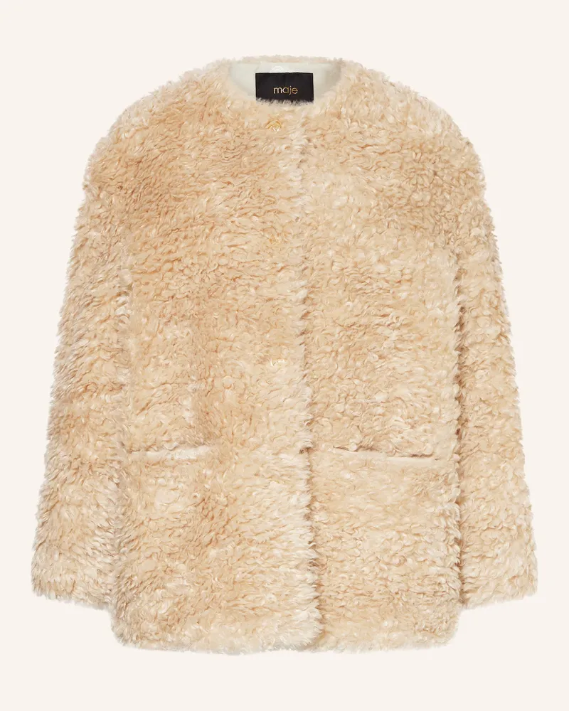 Maje Kunstfell-Mantel Beige