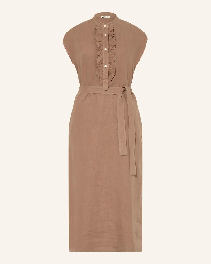 SoSUE Leinenkleid Mit Rüschen braun Khaki
