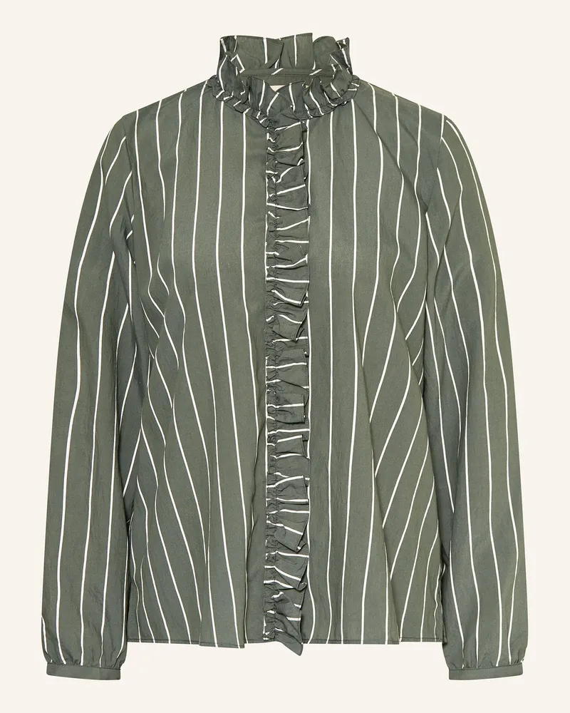 Mos Mosh Hemdbluse BILLY mit Rüschen Dunkelgrün