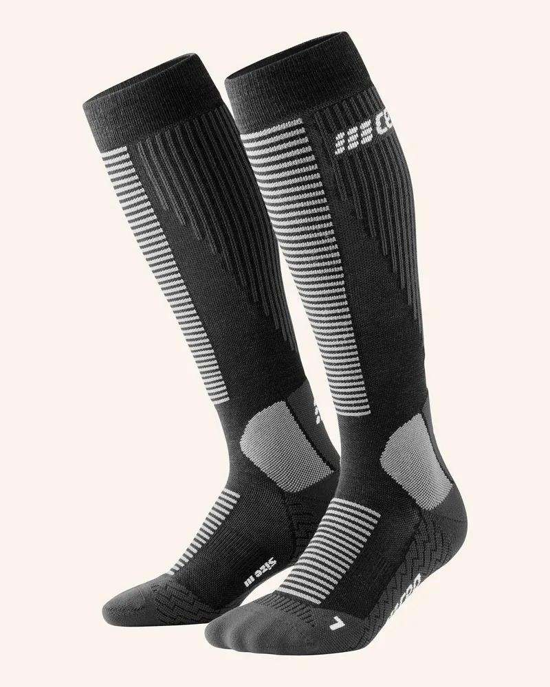CEP Skisocken Knee High Touring Skiing Mit Kompression schwarz Schwarz