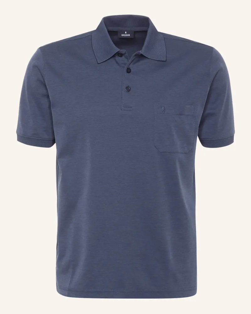 Ragman Piqué-Poloshirt Blau