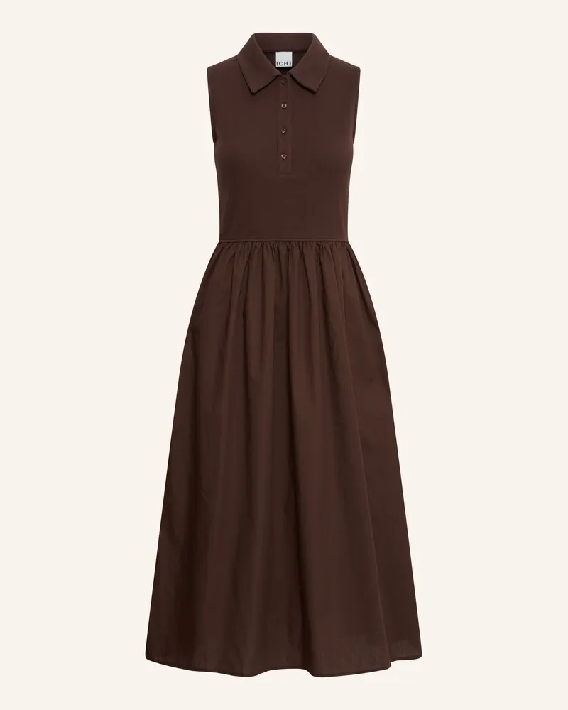 ICHI Polokleid Ihmonna Im Materialmix braun Dunkelbraun