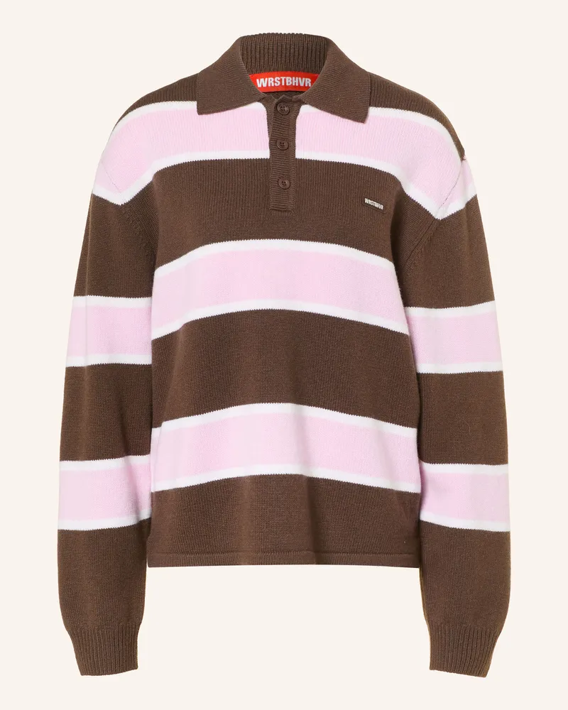 WRSTBHVR Strick-Poloshirt Stev braun Dunkelbraun